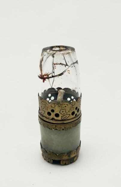 Small opium lamp, brass and hardstone base.
South...