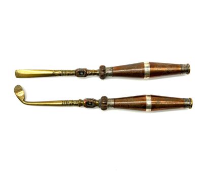 Pair of opium smoker's tools (pipe cleaner...
