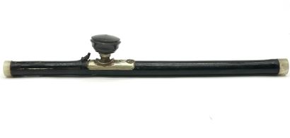 Opium pipe in lacquered bamboo, plate in...