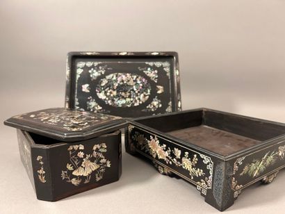 Set of items including: 
- An exotic wood...