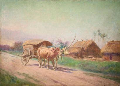 Paul Léon FREQUENEZ (1876-1943).
Charrette...