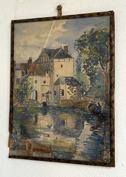 *20th century school. 
Reunion of 3 watercolors,...