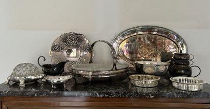 *Silvered metal lot, including: 
- a menagère...