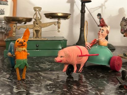 *Lot of pull toys or mechanical automatons...