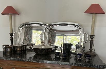 *Silvered metal lot, including: 
- a menagère...
