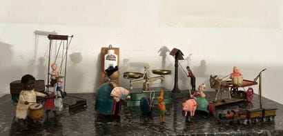 *Lot of pull toys or mechanical automatons...
