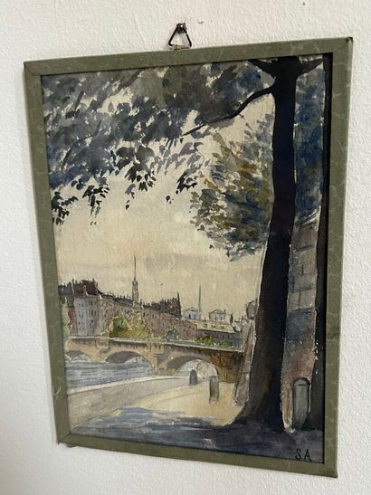 *20th century school. 
Reunion of 3 watercolors,...