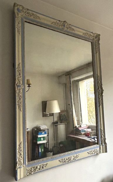 *Straight molded wood mantel, carved, stuccoed...