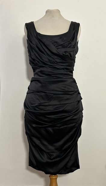 Dolce GABBANA. 
Black cocktail dress in draped...