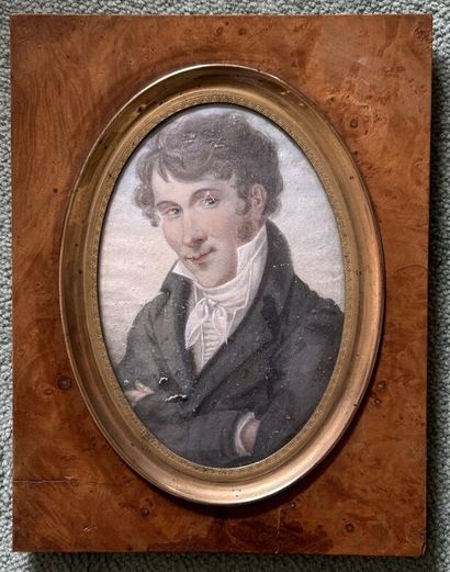*Lot of 3 framed pieces, including: 
- 19th...