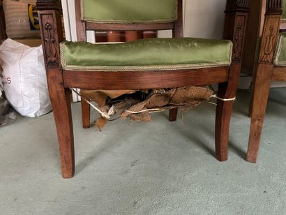 *Pair of armchairs in molded and carved mahogany...