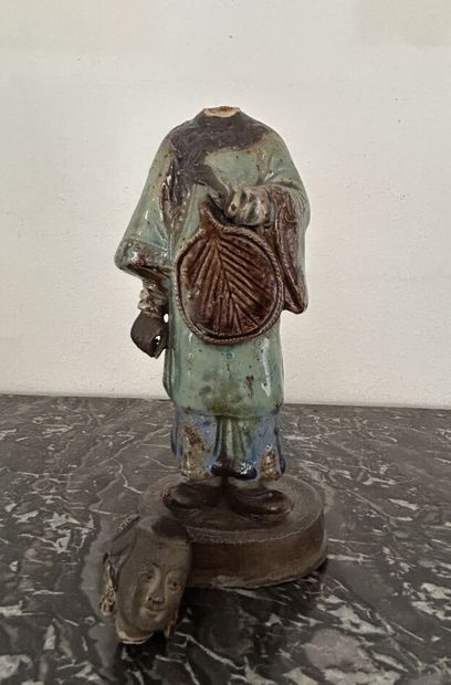 *Partially blue, green and brown glazed stoneware...