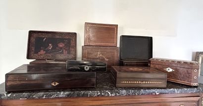 *Set of 8 wooden boxes or cases for tea,...