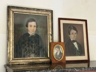 *Lot of 3 framed pieces, including: 
- 19th...