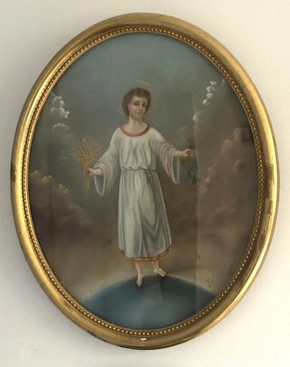 *Late 19th century school. 
Christ. 
Pastel...
