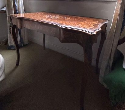 *Contoured desk in exotic wood veneer with...