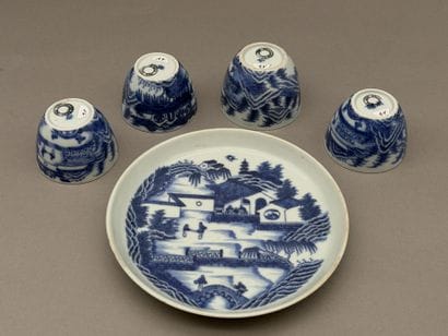 Blue-and-white porcelain tea set known as...