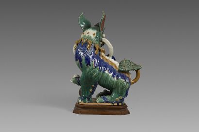 CAI MAI. 
A partially glazed polychrome stoneware...