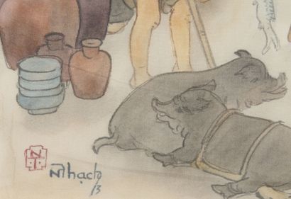 Artist's seal in the lower left corner. 
NGUYEN...