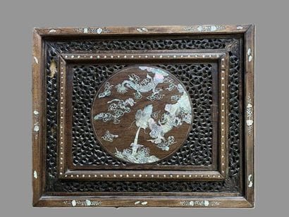 Rectangular panel of carved and openwork...