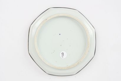 Octagonal blue-and-white porcelain dish,...