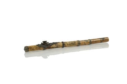 *Opium pipe made of ivory with fittings (rings...