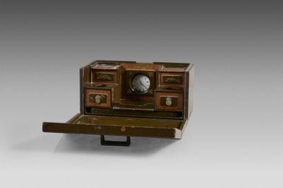 Opium smoker's travel case with tray, made...
