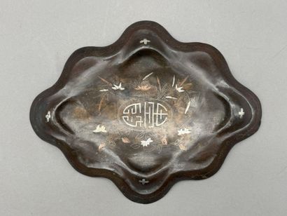 Bronze lotus-leaf-shaped incense burner base...