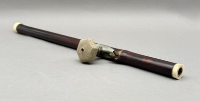 *Bamboo opium pipe, paktong mouthpiece, ivory...
