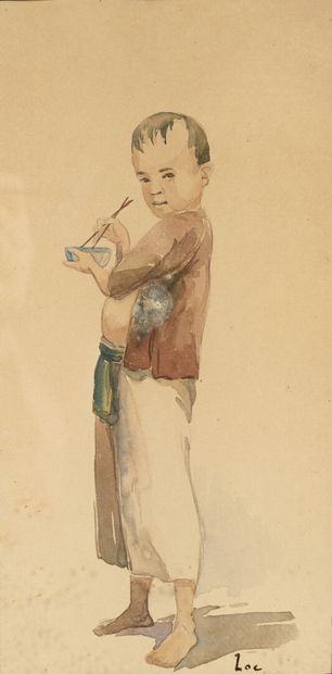 TRAN TAN LOC (1906–1968)
Two framed watercolors...