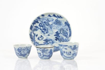 A blue-and-white porcelain tea set known...