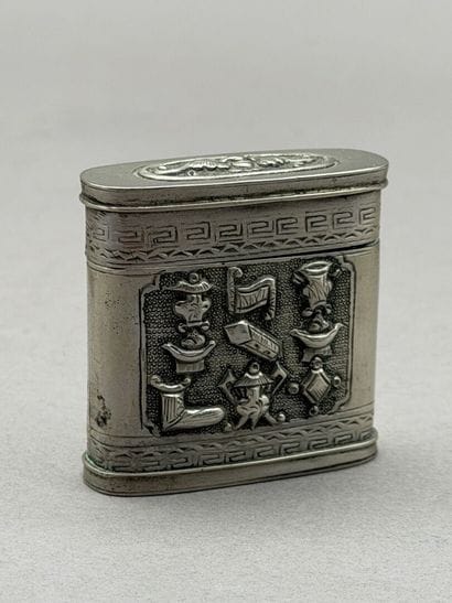 Opium box made of baitong (paktong) and copper,...