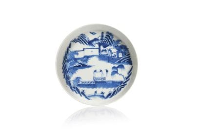 Rare blue-and-white porcelain dish, known...