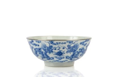 A blue-and-white porcelain bowl, known as...