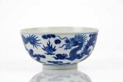 A blue-and-white porcelain bowl, known as...