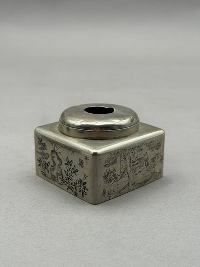 Set of two opium lamp bases made of baitong...