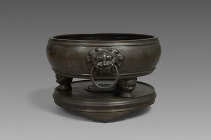 A large bronze incense burner with niello...