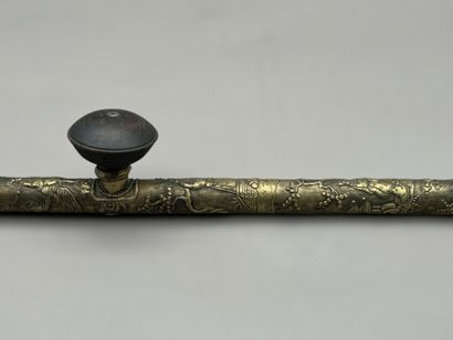 Metal opium pipe (silver plated or low-purity...