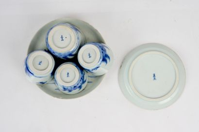 A blue-and-white porcelain tea set, known...