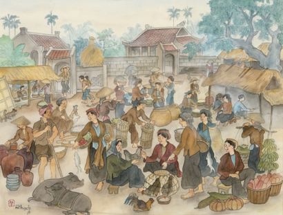 Artist's seal in the lower left corner. 
NGUYEN...