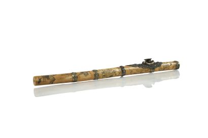 *Opium pipe made of ivory with fittings (rings...