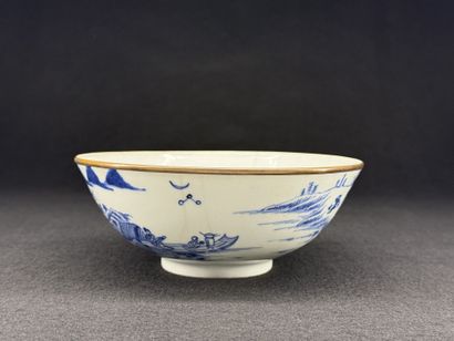 A blue-and-white porcelain bowl, known as...