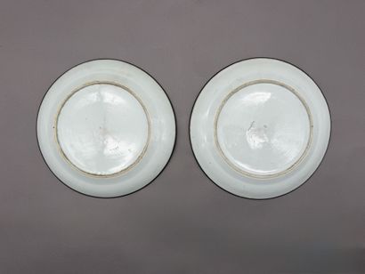 Pair of blue-and-white porcelain plates,...