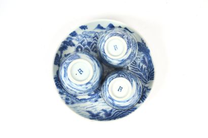 A blue-and-white porcelain tea set known...