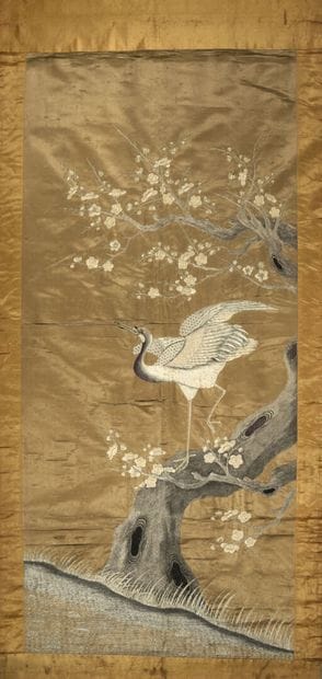 Large rectangular silk embroidery featuring...