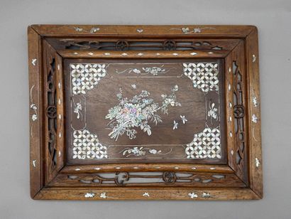 Two rectangular panels made of exotic wood,...