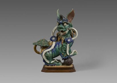 CAI MAI. 
A partially glazed polychrome stoneware...