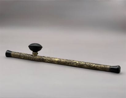 Metal opium pipe (silver plated or low-purity...