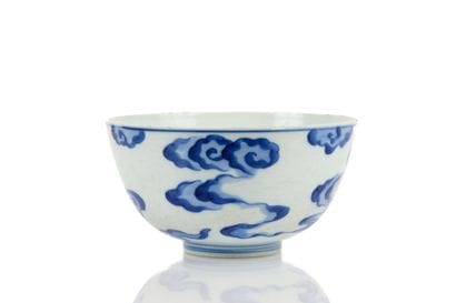 A blue-and-white porcelain bowl known as...