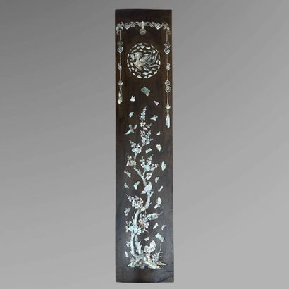 A set of six vertical panels made of exotic...